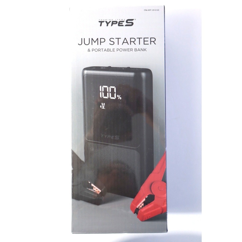 TYPE S Jump Starter  Portable Power Bank Lithium-Ion LED Light ITM 2510120 Black